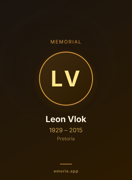 Memorial portrait of Leon Vlok