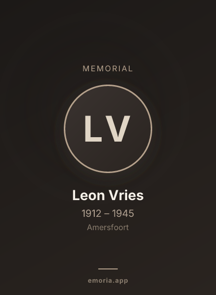 Memorial portrait of Leon Vries