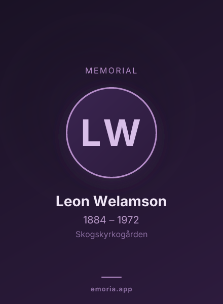 Memorial portrait of Leon Welamson