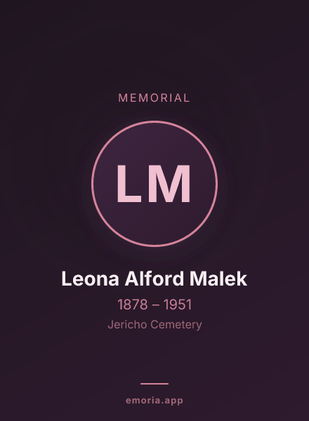 Memorial portrait of Leona Alford Malek