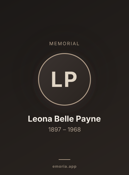 Memorial portrait of Leona Belle Payne