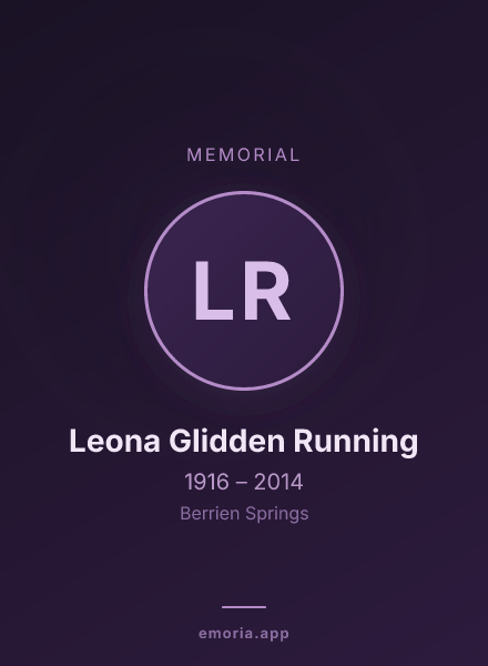 Memorial portrait of Leona Glidden Running