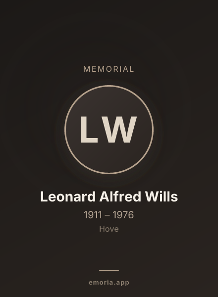 Memorial portrait of Leonard Alfred Wills