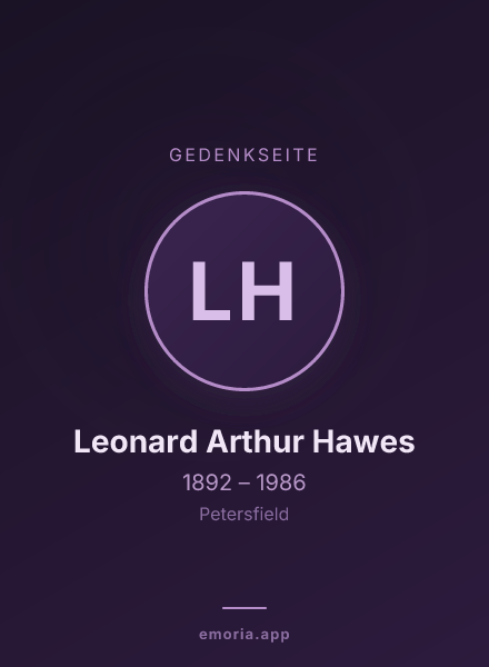 Gedenkportrait von Leonard Arthur Hawes