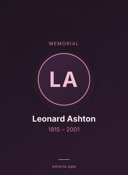 Memorial portrait of Leonard Ashton