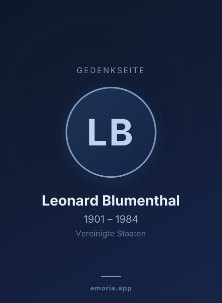 Gedenkportrait von Leonard Blumenthal