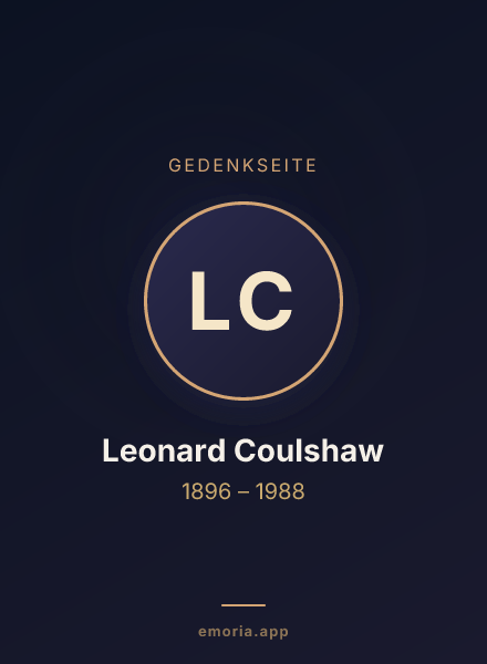 Gedenkportrait von Leonard Coulshaw