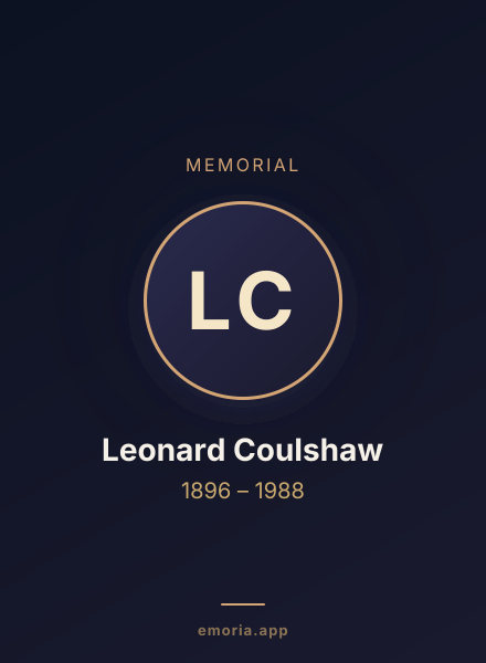 Memorial portrait of Leonard Coulshaw