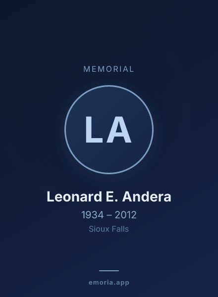 Memorial portrait of Leonard E. Andera