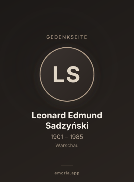 Gedenkportrait von Leonard Edmund Sadzyński