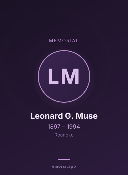 Memorial portrait of Leonard G. Muse