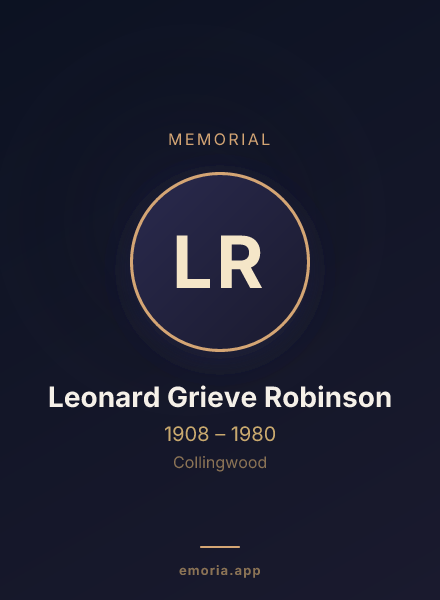 Memorial portrait of Leonard Grieve Robinson