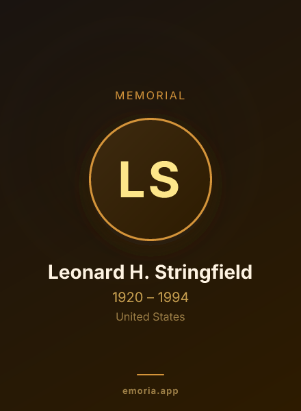 Memorial portrait of Leonard H. Stringfield