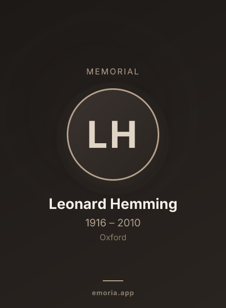 Memorial portrait of Leonard Hemming