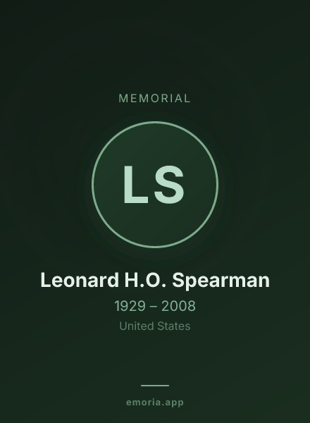 Memorial portrait of Leonard H.O. Spearman