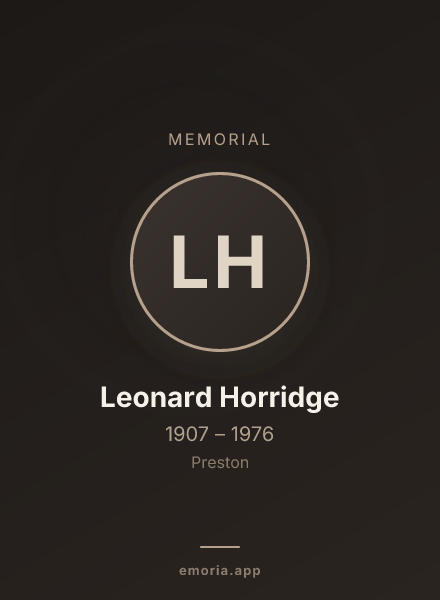 Memorial portrait of Leonard Horridge