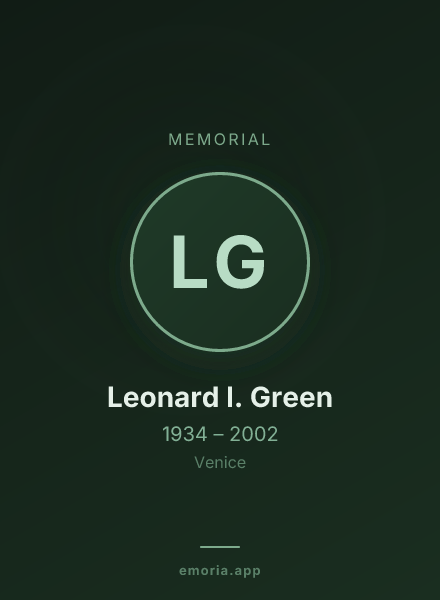 Memorial portrait of Leonard I. Green
