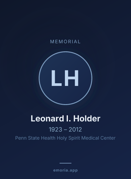 Memorial portrait of Leonard I. Holder