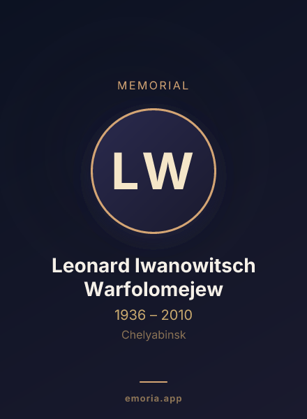 Memorial portrait of Leonard Iwanowitsch Warfolomejew