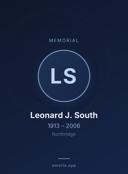 Memorial portrait of Leonard J. South