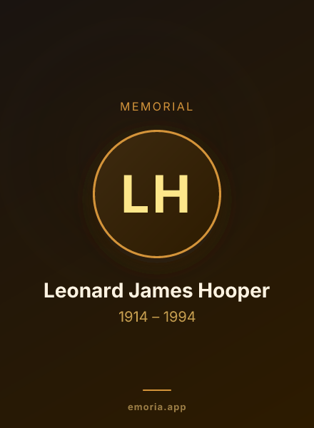 Memorial portrait of Leonard James Hooper