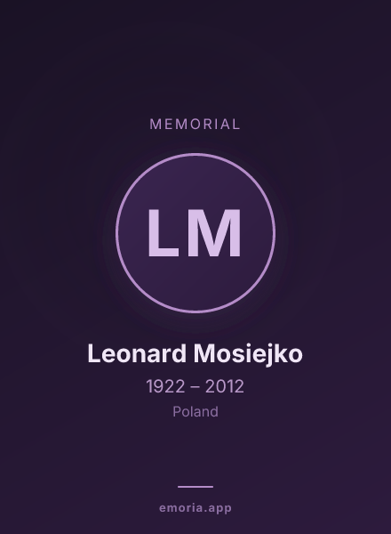 Memorial portrait of Leonard Mosiejko