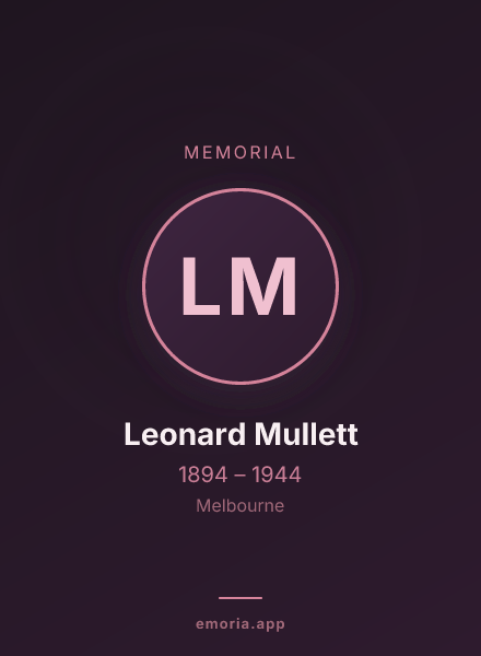 Memorial portrait of Leonard Mullett