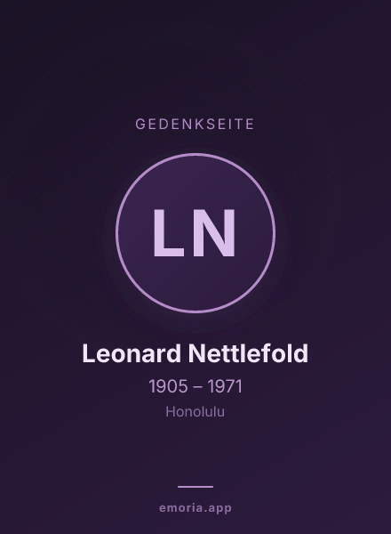 Gedenkportrait von Leonard Nettlefold