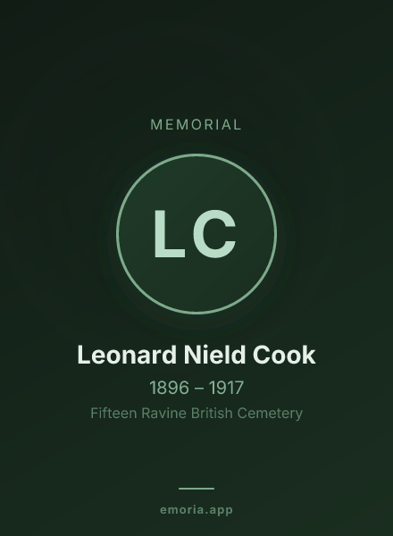 Memorial portrait of Leonard Nield Cook