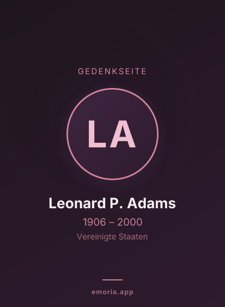 Gedenkportrait von Leonard P. Adams