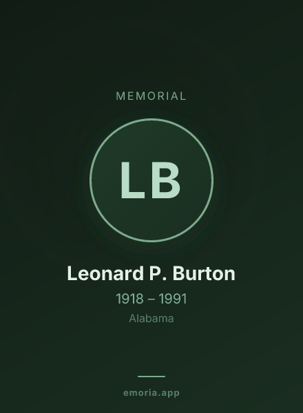 Memorial portrait of Leonard P. Burton