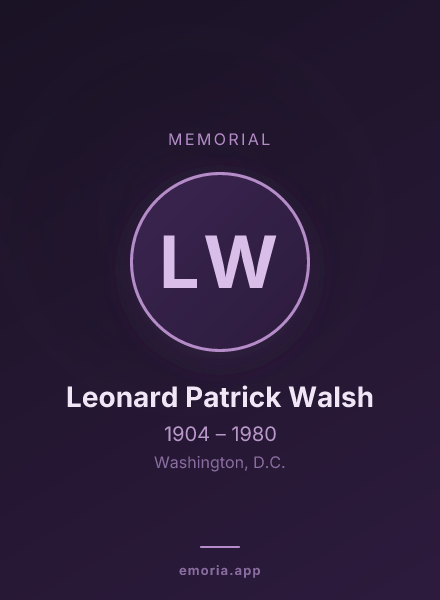 Memorial portrait of Leonard Patrick Walsh