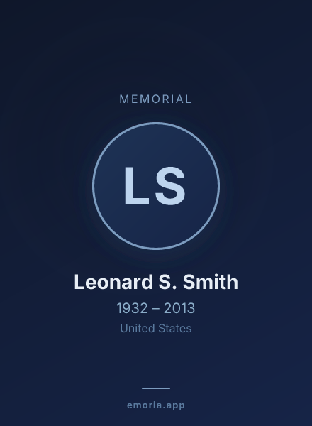 Memorial portrait of Leonard S. Smith