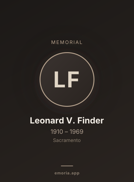 Memorial portrait of Leonard V. Finder