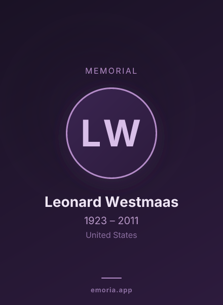 Memorial portrait of Leonard Westmaas