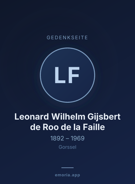 Gedenkportrait von Leonard Wilhelm Gijsbert de Roo de la Faille