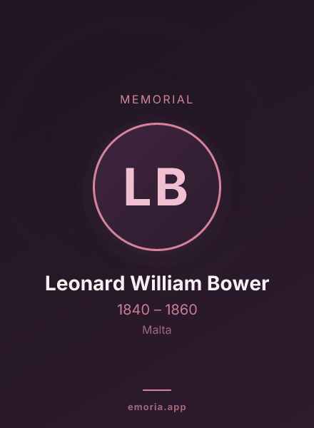 Memorial portrait of Leonard William Bower