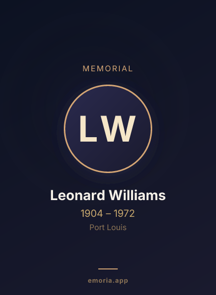 Memorial portrait of Leonard Williams