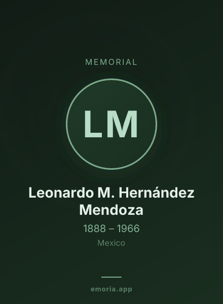 Memorial portrait of Leonardo M. Hernández Mendoza