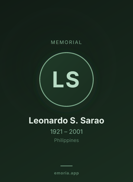 Memorial portrait of Leonardo S. Sarao