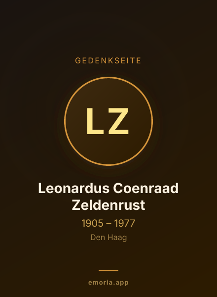 Gedenkportrait von Leonardus Coenraad Zeldenrust