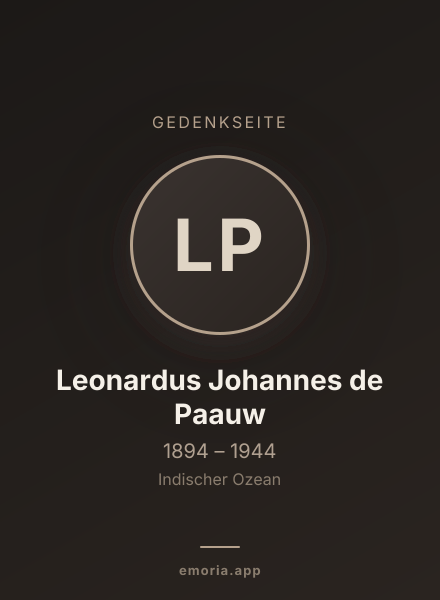 Gedenkportrait von Leonardus Johannes de Paauw