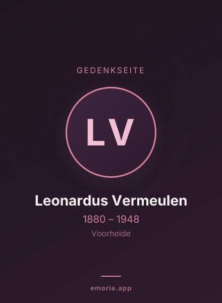 Gedenkportrait von Leonardus Vermeulen