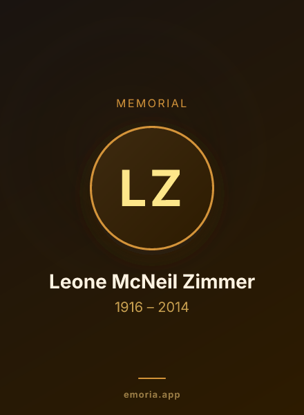 Memorial portrait of Leone McNeil Zimmer