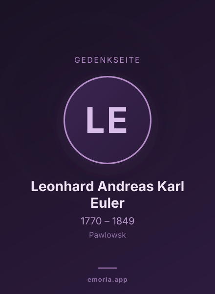 Gedenkportrait von Leonhard Andreas Karl Euler