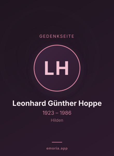 Gedenkportrait von Leonhard Günther Hoppe