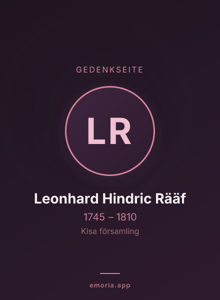 Gedenkportrait von Leonhard Hindric Rääf