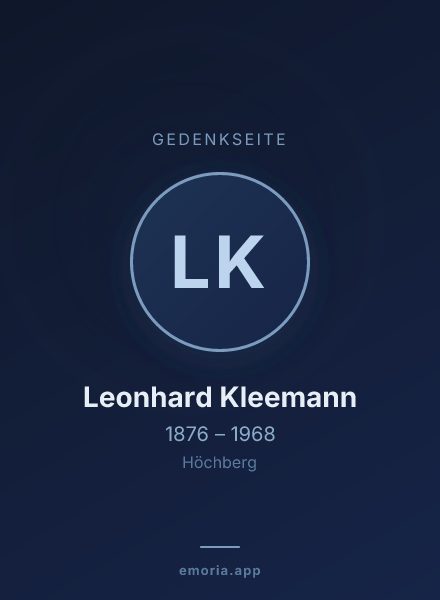Gedenkportrait von Leonhard Kleemann