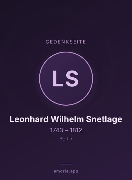 Gedenkportrait von Leonhard Wilhelm Snetlage