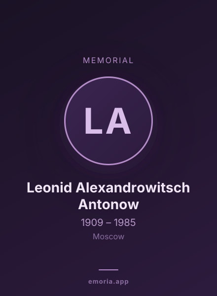 Memorial portrait of Leonid Alexandrowitsch Antonow